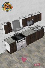 Cocina con granito 50cm + 1.90mts Aéreo, 50cm + 1.90mts Base ancho – Código MO-766