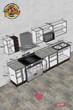 Cocina con granito 50cm + 1.90mts Aéreo, 50cm + 1.90mts Base ancho – Código MO-766 - Imagen 3